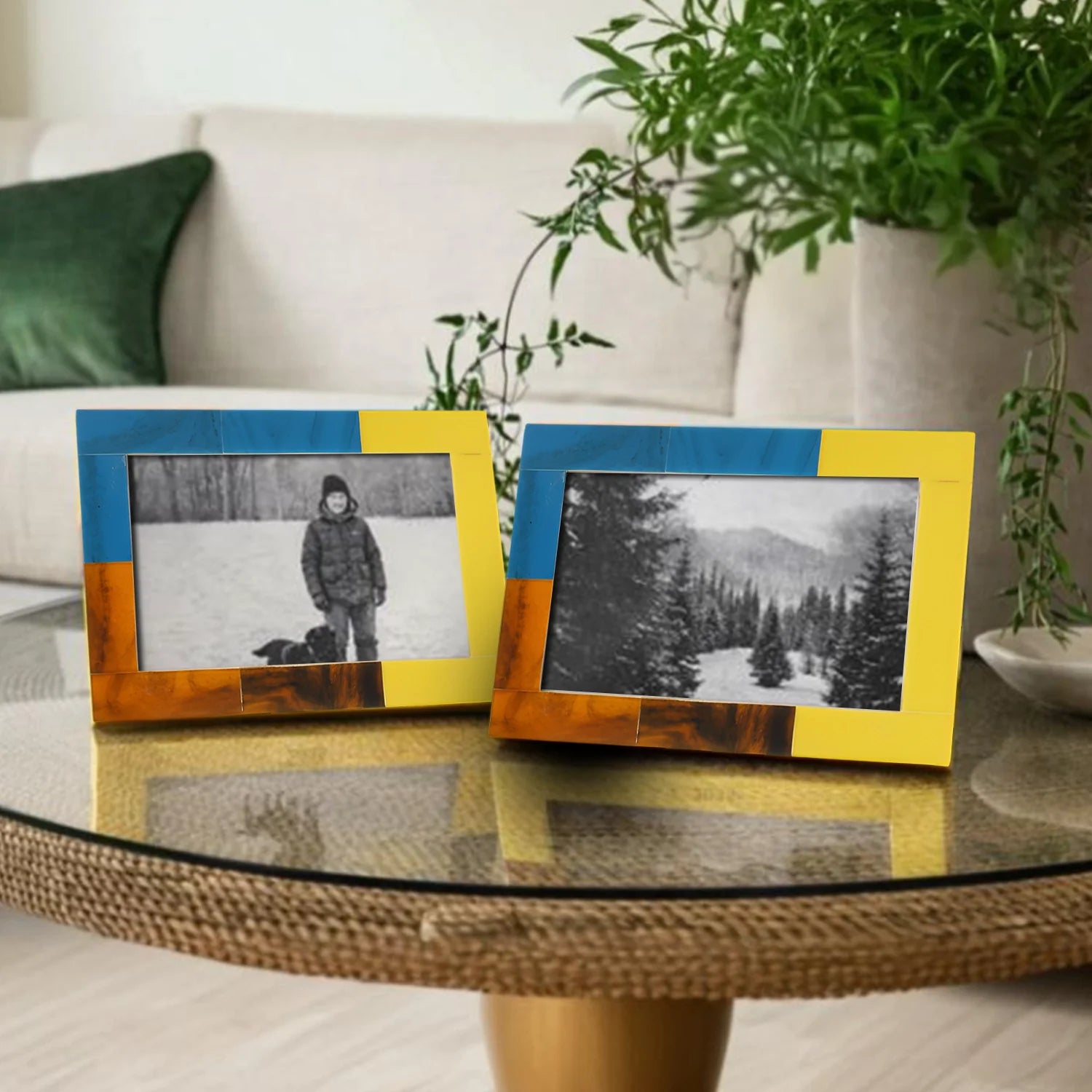 Picture Frame Mondrian Walnut Collection Resin Inlay Multi – 3 sizes (Pack of 2)