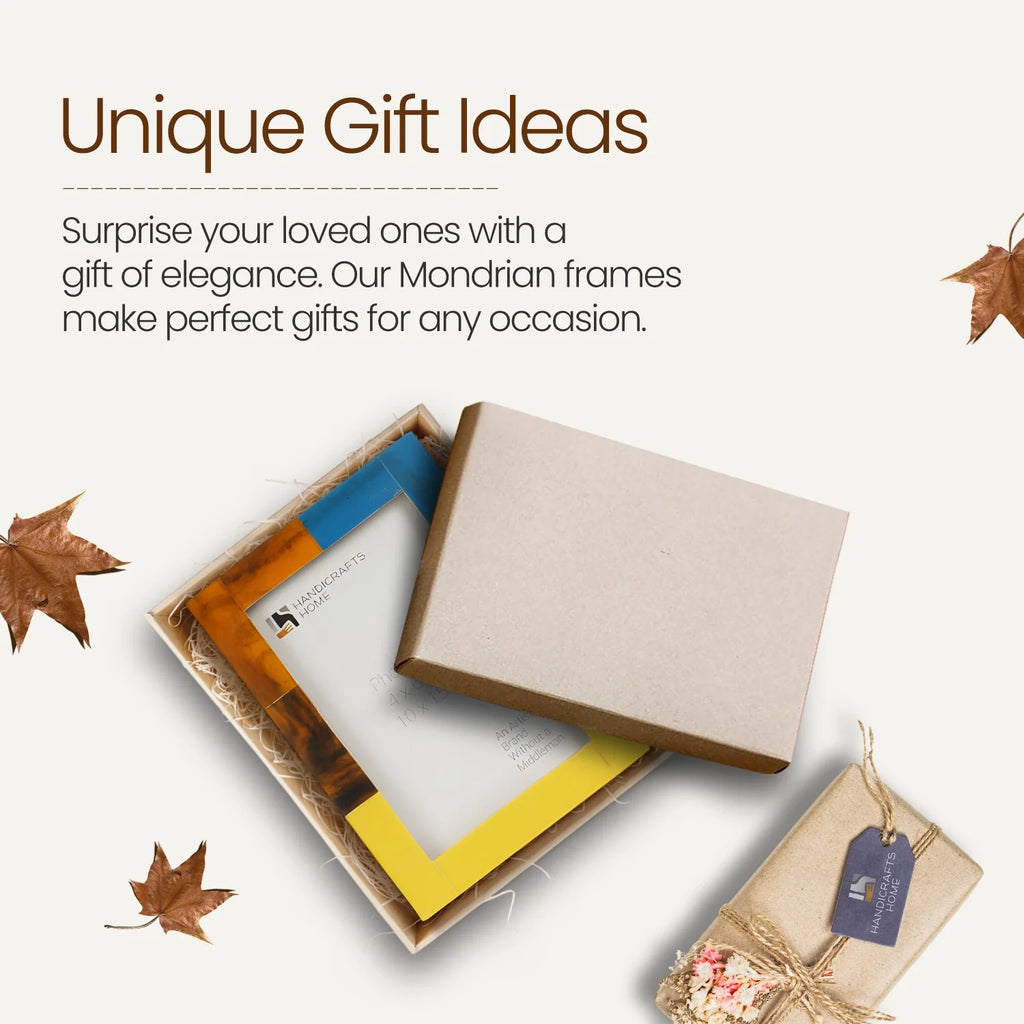Picture Frame Mondrian Walnut Collection Resin Inlay Multi – 3 sizes (Pack of 2)