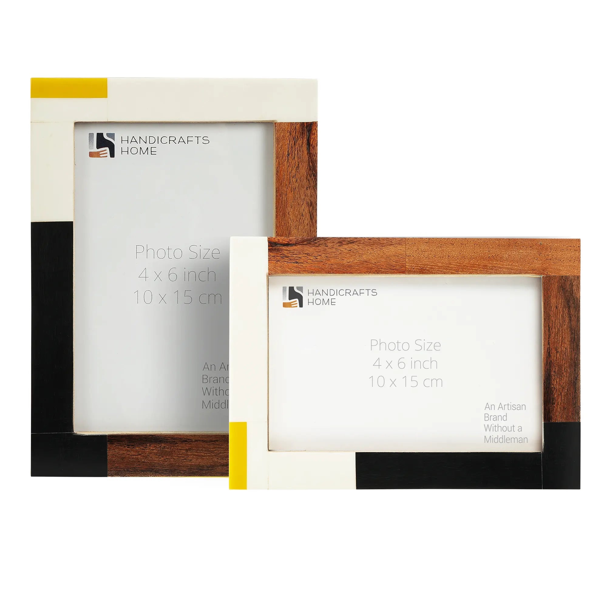 Mondrian Warm Oak Picture Frame Set of 2 | Modern Resin & Wood Photo Frames