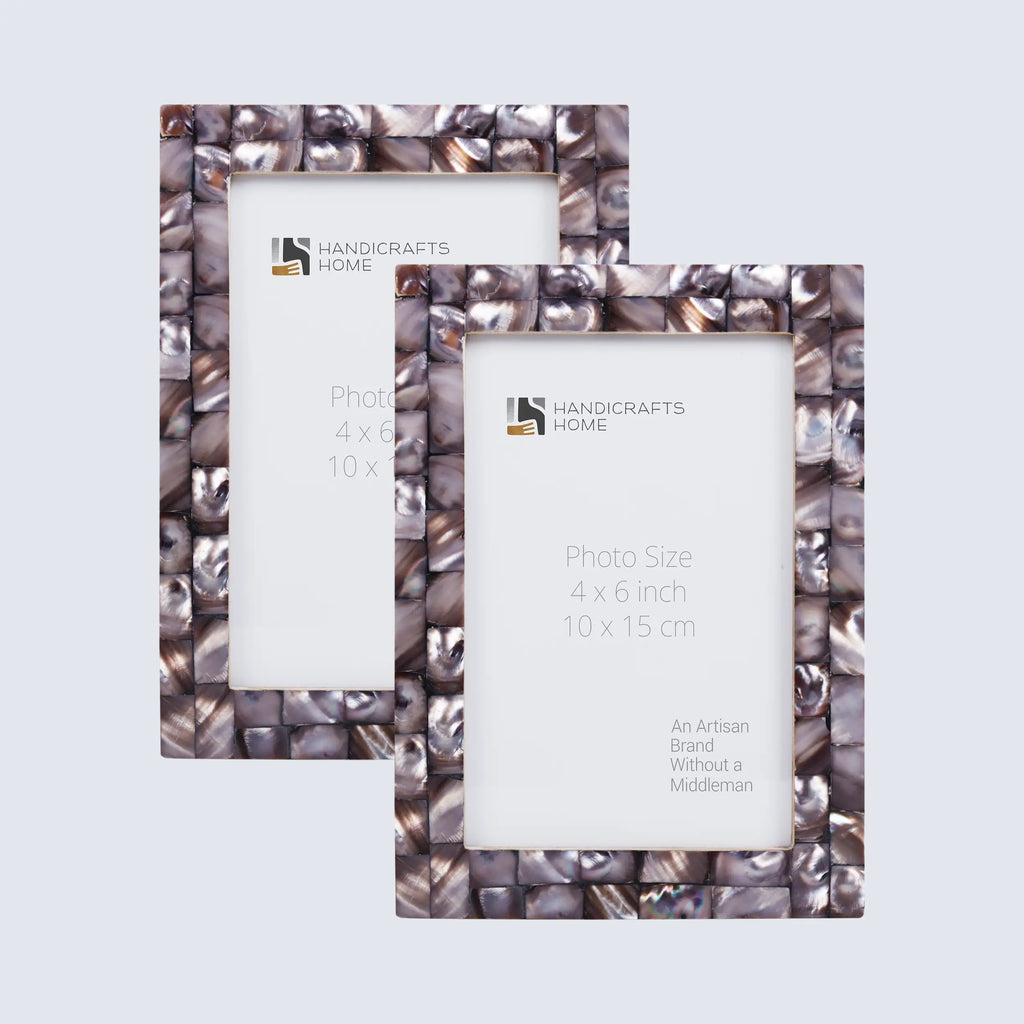 Picture Frame Mother of Pearl Collection Mother of Pearl Dark Grey Pack of 2 -3 sizes