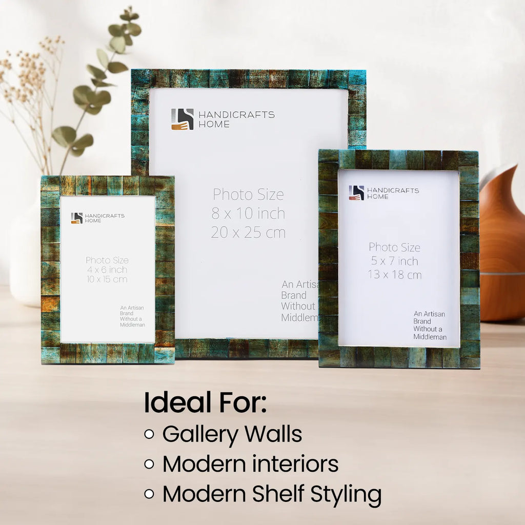 Verdigris Bone Inlay Photo Frame Tabletop Wall 4x6 5x7 8x10
