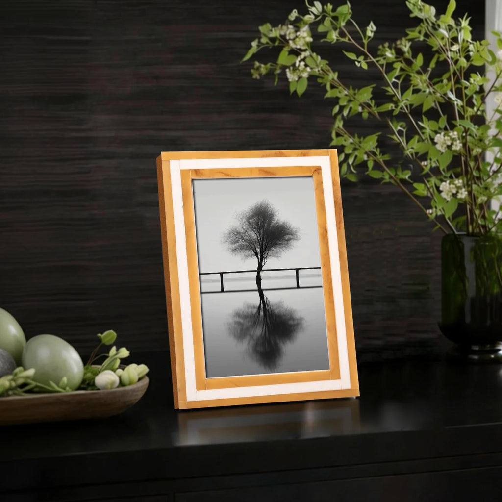 Picture Frame Avant Amber Collection Resin Inlay Orange & White – 4x6, 5x7 & 8x10"