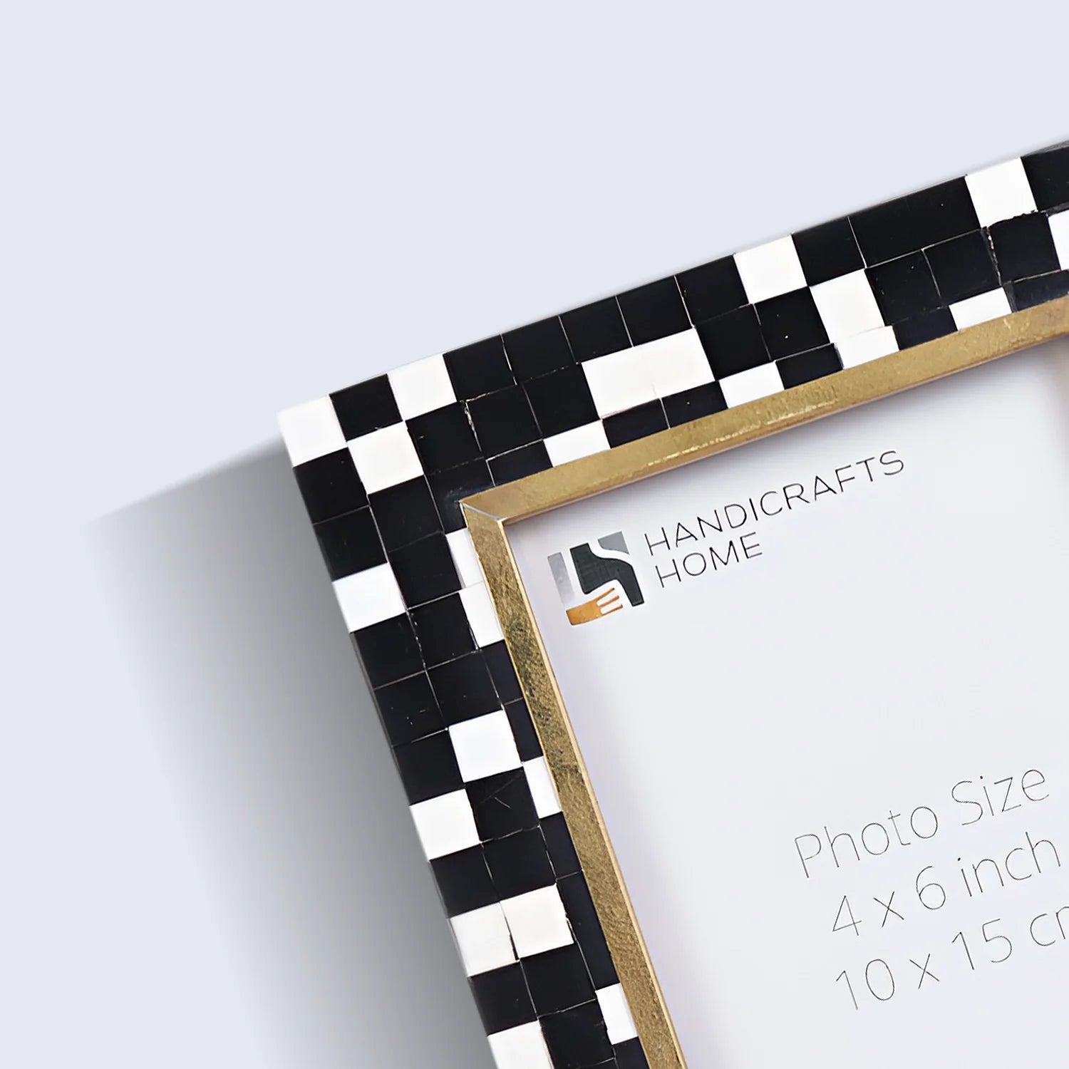 Picture Frames Halo Mosaic Collection Resin Inlay With Brass Accents, Black- 4x6