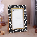 Picture Frames Halo Mosaic Collection Resin Inlay With Brass Accents, Black- 4x6