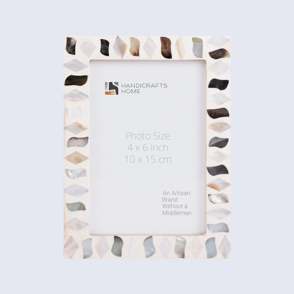 Picture Frames Pearlescent Fossil Collection Mother of Pearl Resin White 3 Sizes