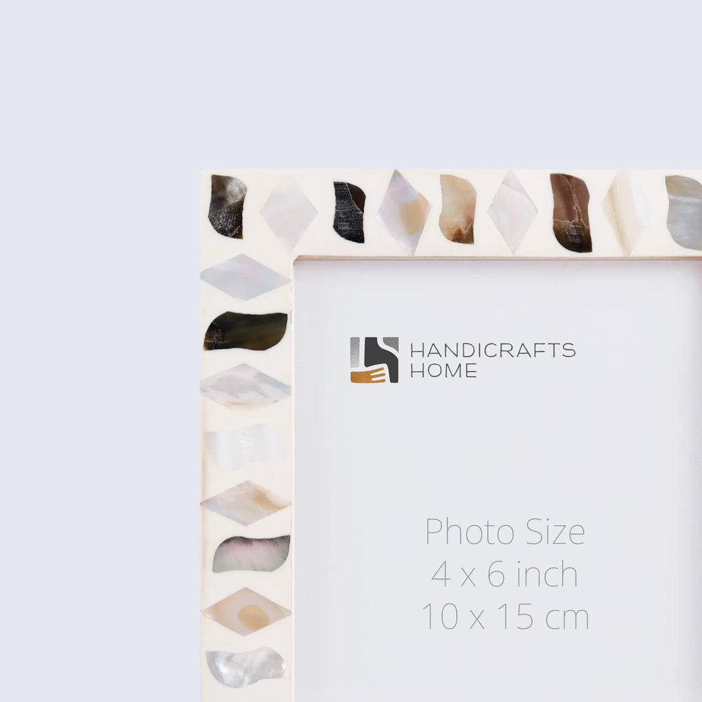 Picture Frames Pearlescent Fossil Collection Mother of Pearl Resin White 3 Sizes