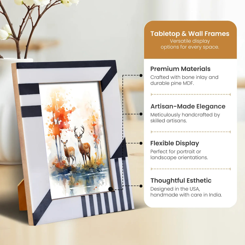 Silhouette Shaped Black & White Resin Picture Frames 4x6 5x7