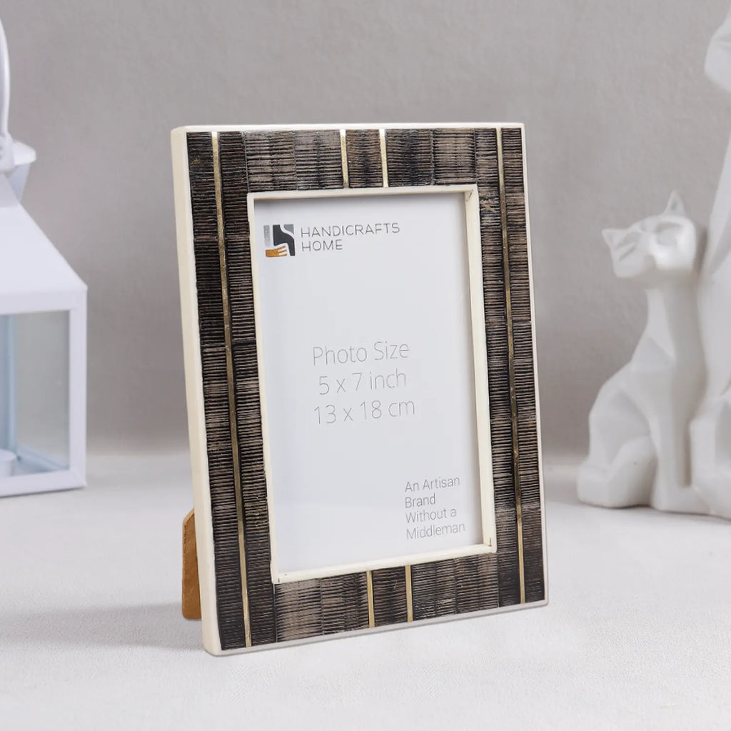 Picture Frame Shagrin Collection Brass, Horn & Resin Inlay Brown – 4x6 & 5x7"