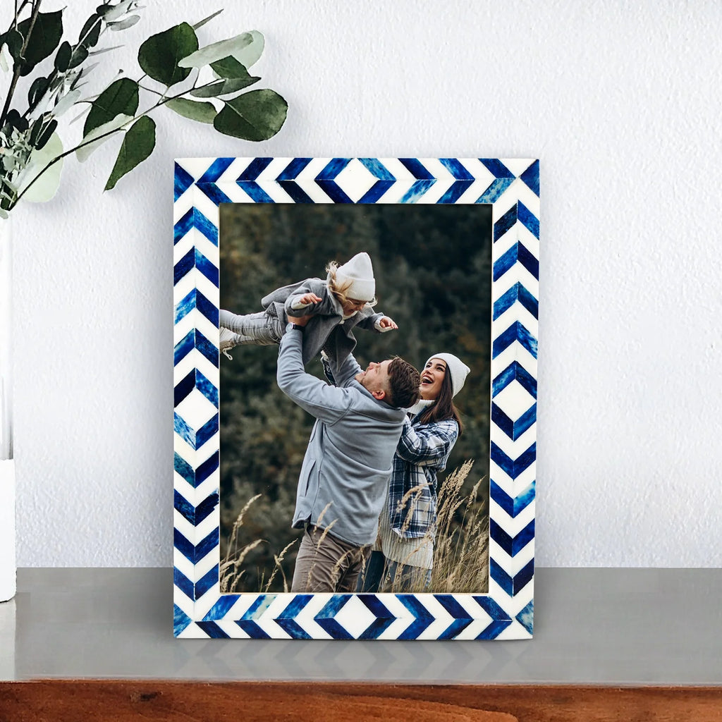 Picture Frame Taj Pattern Collection Bone Inlay Blue 4 Sizes