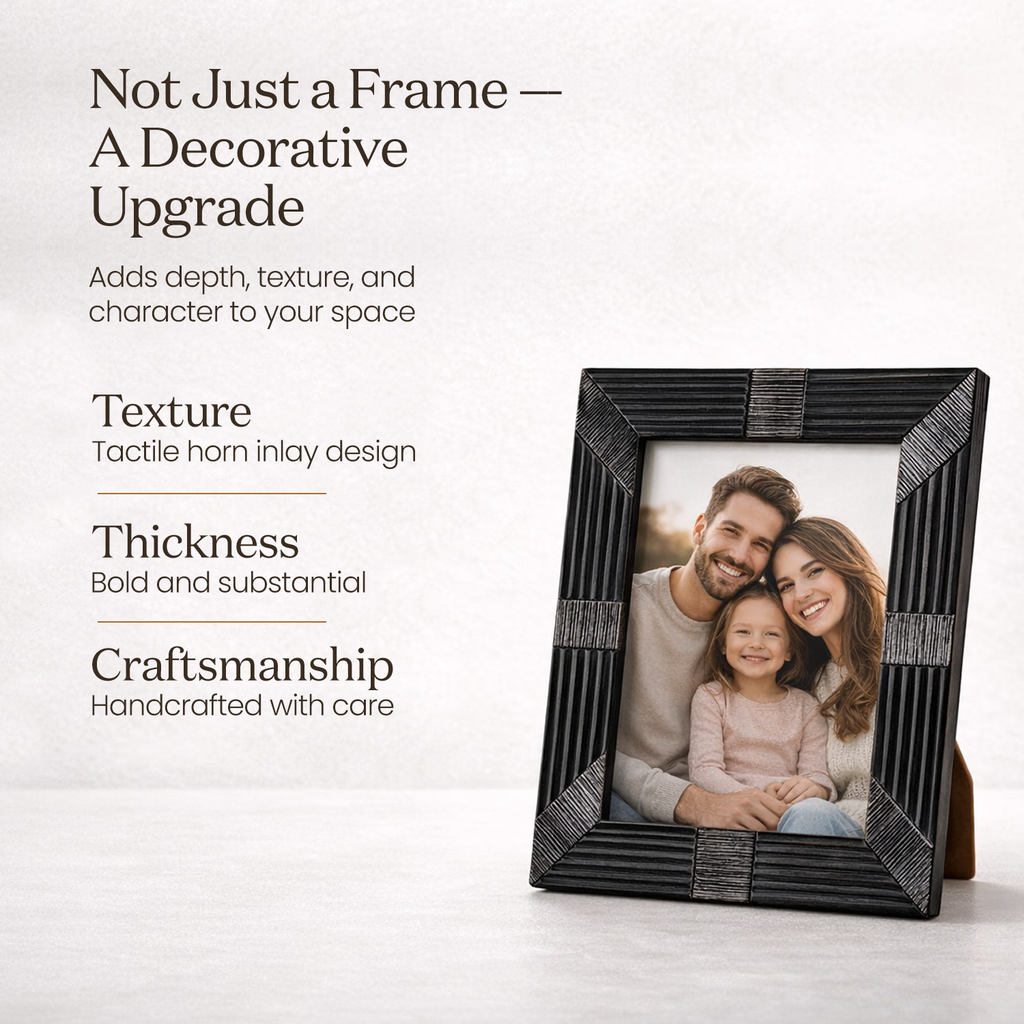 Shagrin Black Horn Inlay Picture Photo Frame 4x6 & 5x7