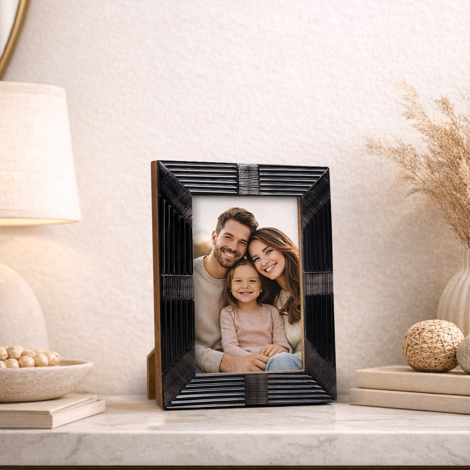 Shagrin Black Horn Inlay Picture Photo Frame 4x6 & 5x7