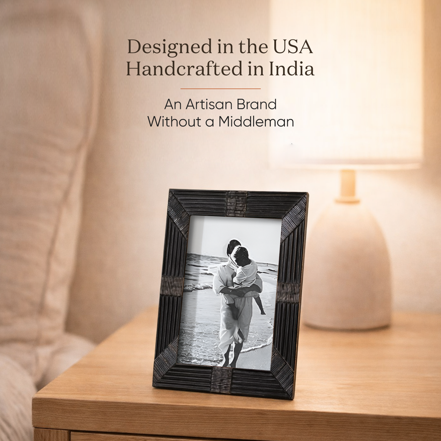 Shagrin Black Horn Inlay Picture Photo Frame 4x6 & 5x7