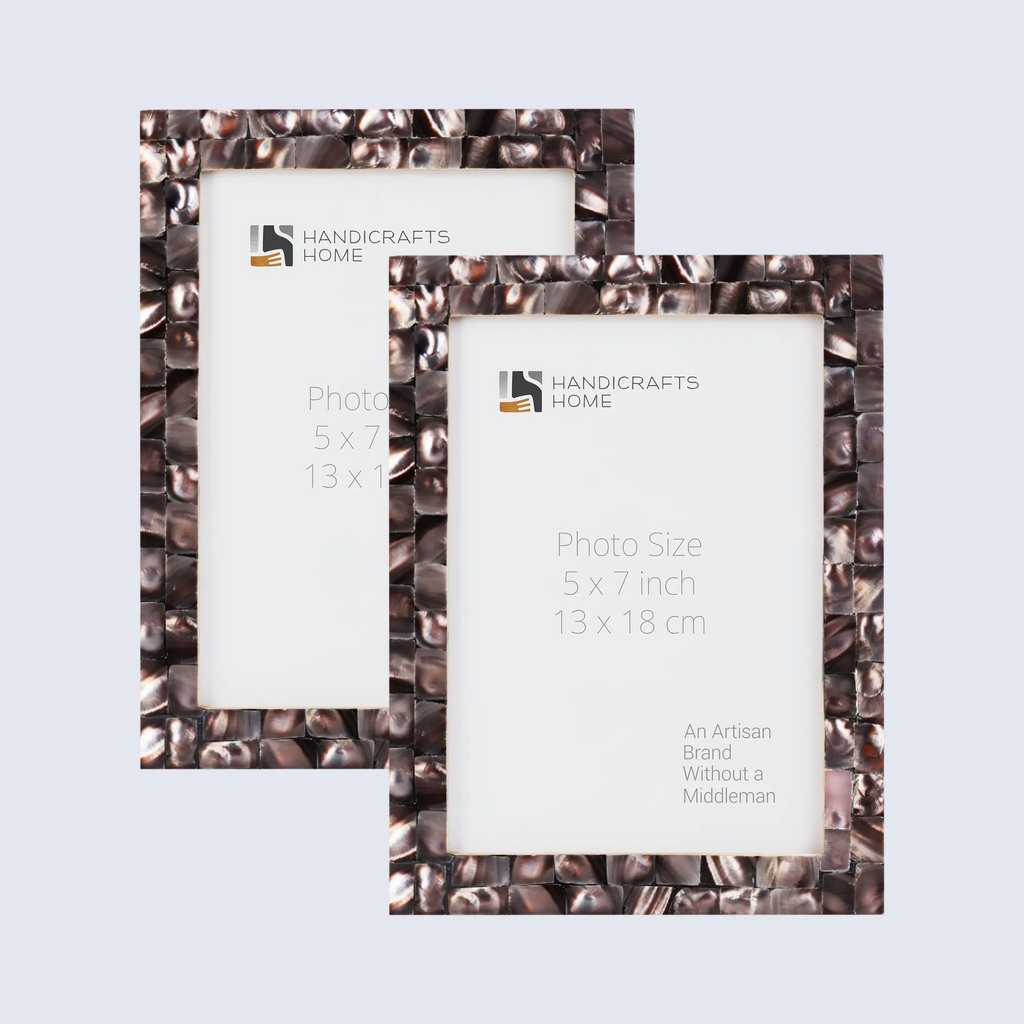Picture Frame Mother of Pearl Collection Mother of Pearl Dark Grey Pack of 2 -3 sizes