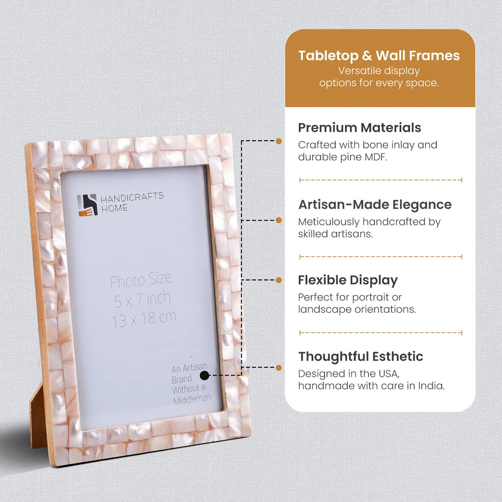 Mother of Pearl Inlay Picture Frame Pink 4x6 5x7 8x10