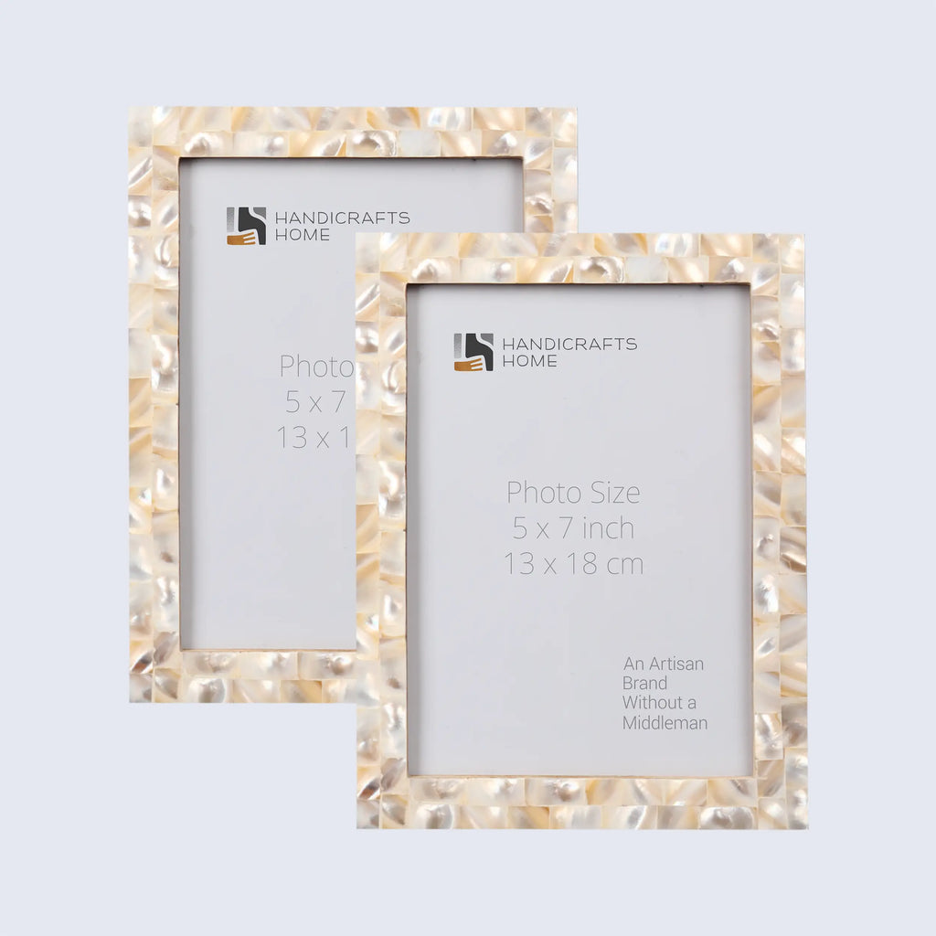 Picture Frame Mother of Pearl Collection Mother of Pearl White Pack of 2- 3 Sizes