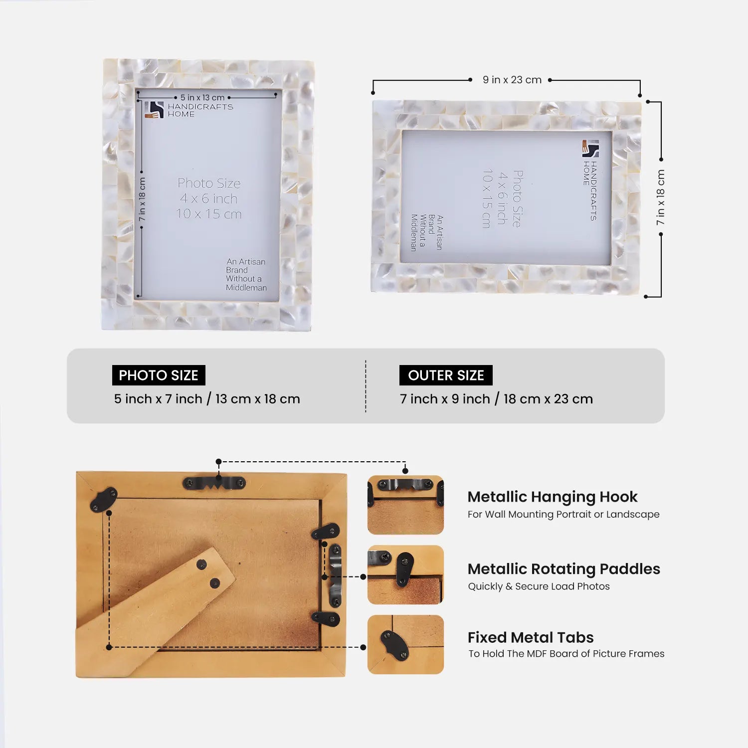 Mother of Pearl Inlay Picture Frame White 4x6 5x7 8x10