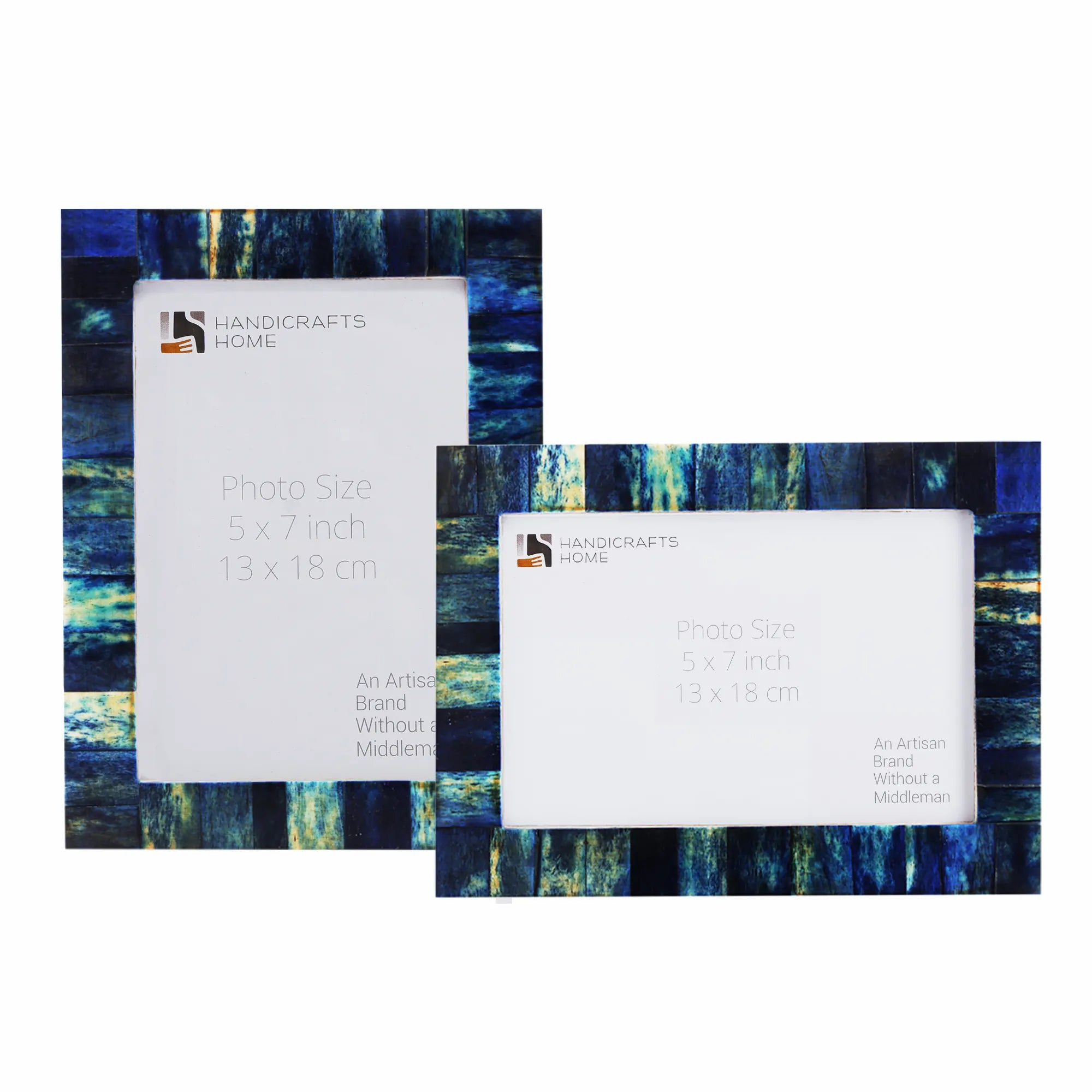 Blue Bone Inlay Picture Frame Set of 2 | Vintage Collection |  4x6 5x7 8x10