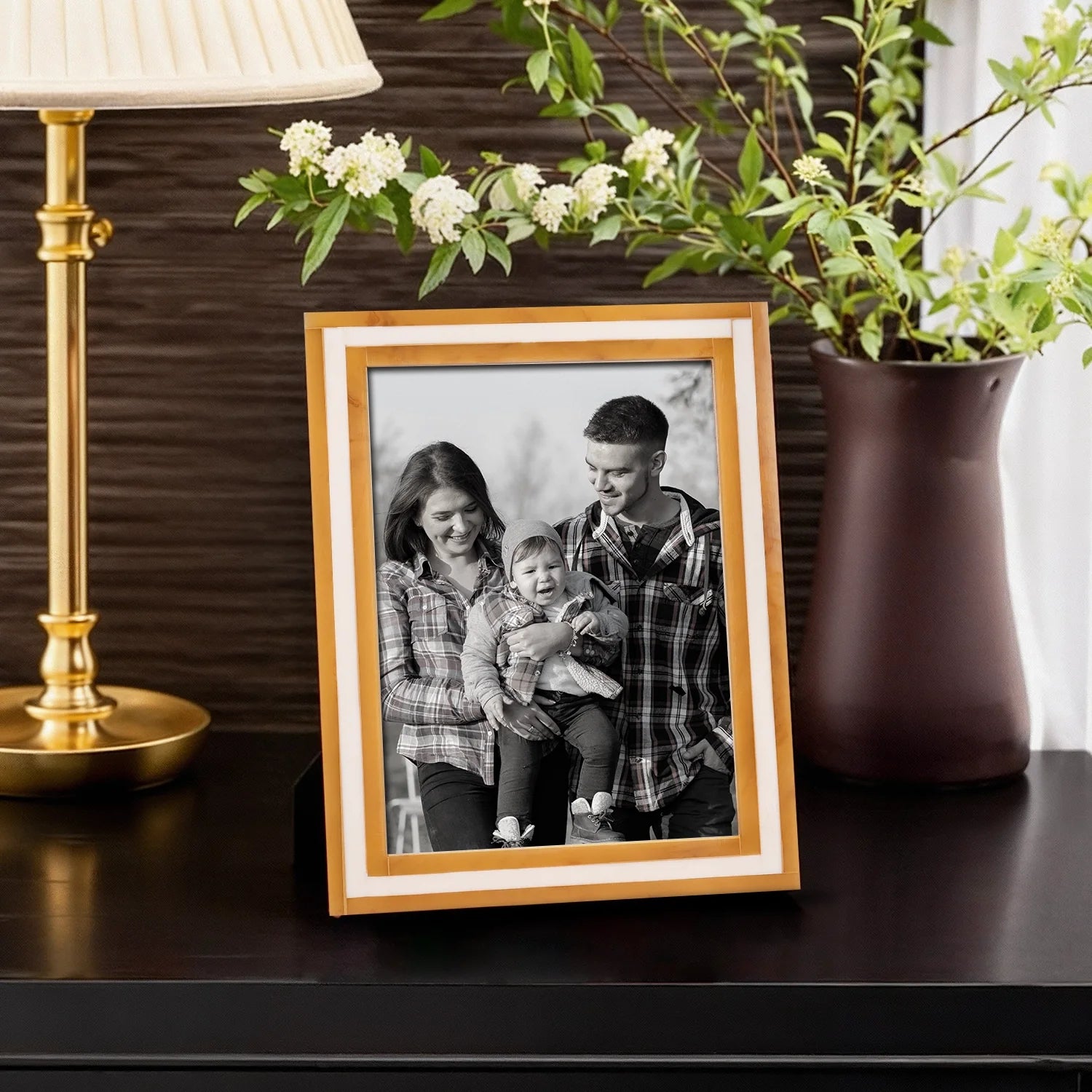 Picture Frame Avant Amber Collection Resin Inlay Orange & White – 4x6, 5x7 & 8x10"