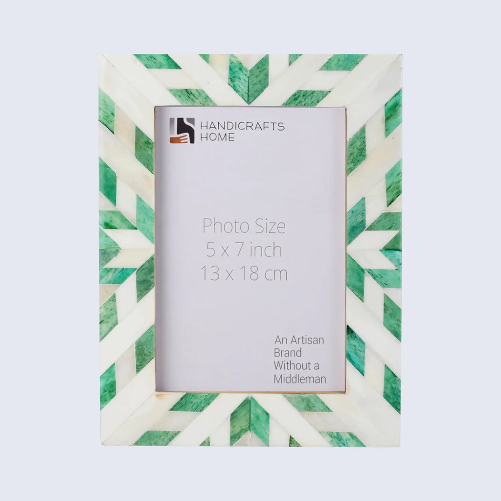 Picture Frame Hypno Nature Pattern Collection Bone Inlay Green White 4x6 5x7 8x10"