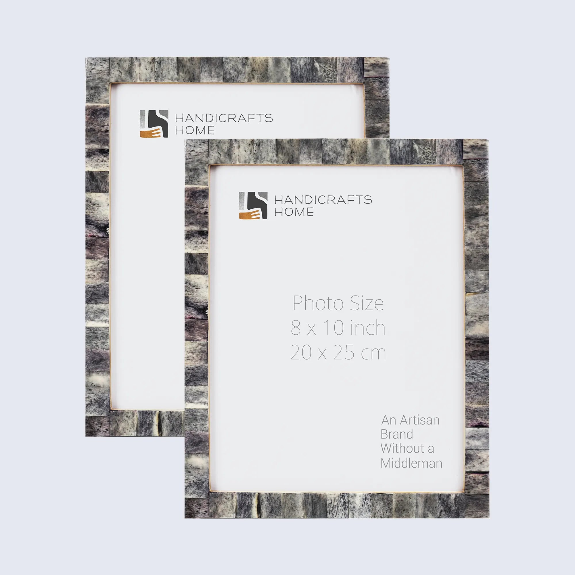 Picture Frame Classic Pattern Collection Bone Inlay Grey – 3 Sizes (Pack of 2)