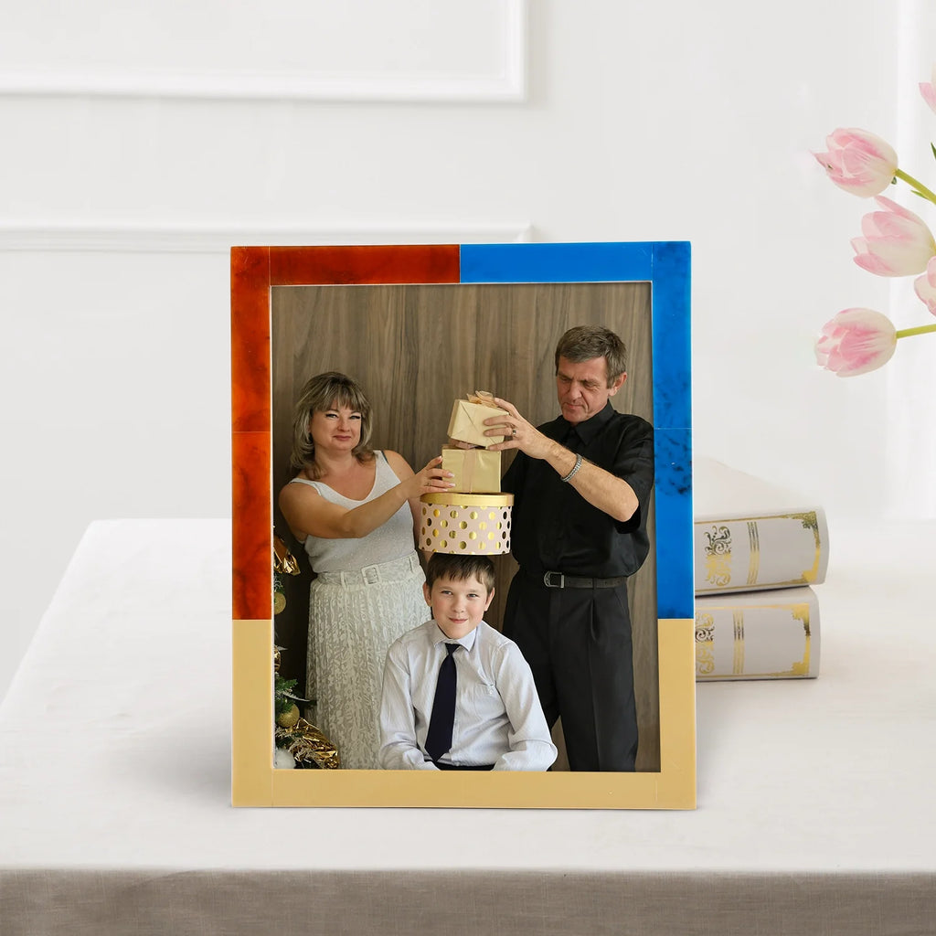 Picture Frame Mondrian Walnut Collection Resin Inlay Multi – 3 sizes (Pack of 2)