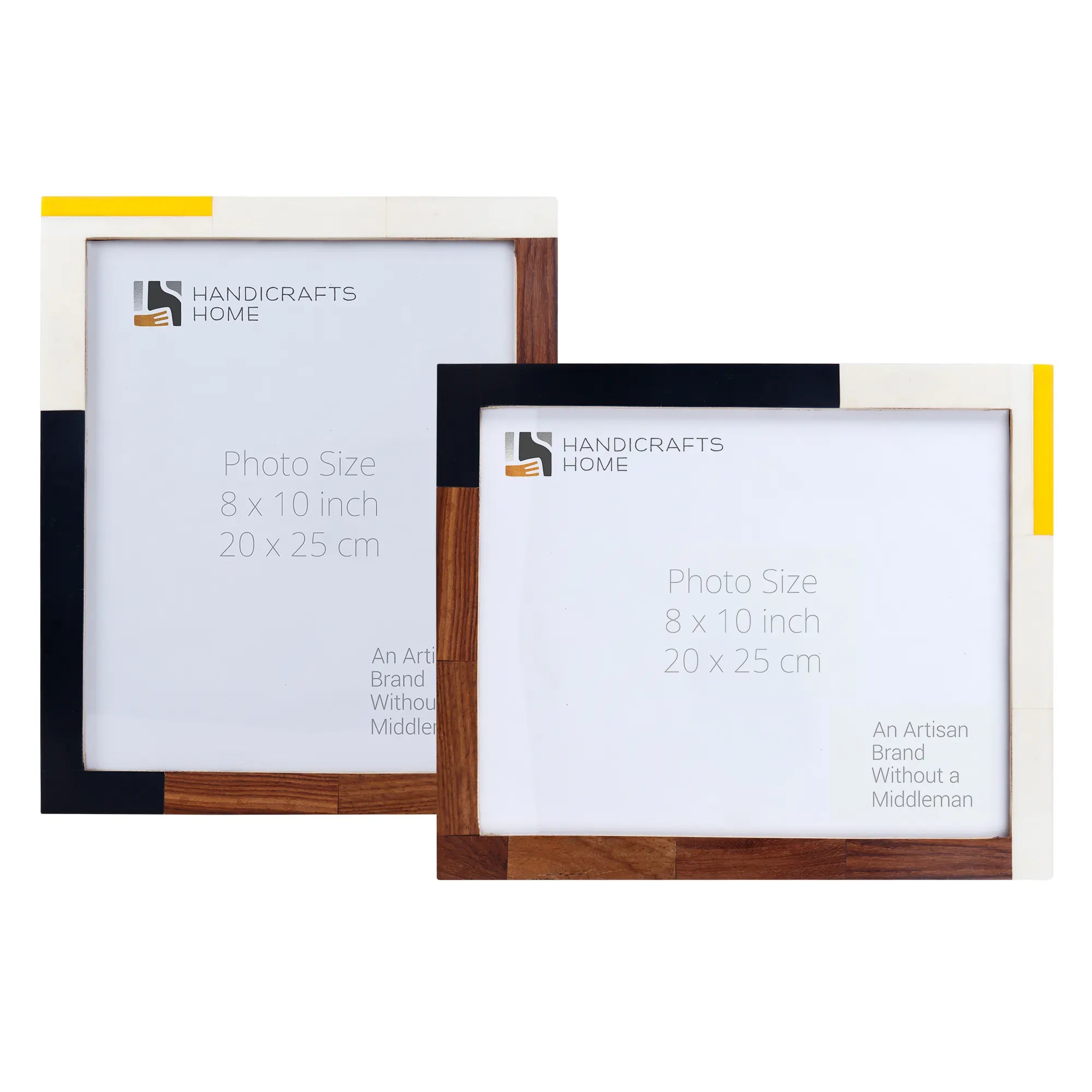 Mondrian Warm Oak Picture Frame Set of 2 | Modern Resin & Wood Photo Frames