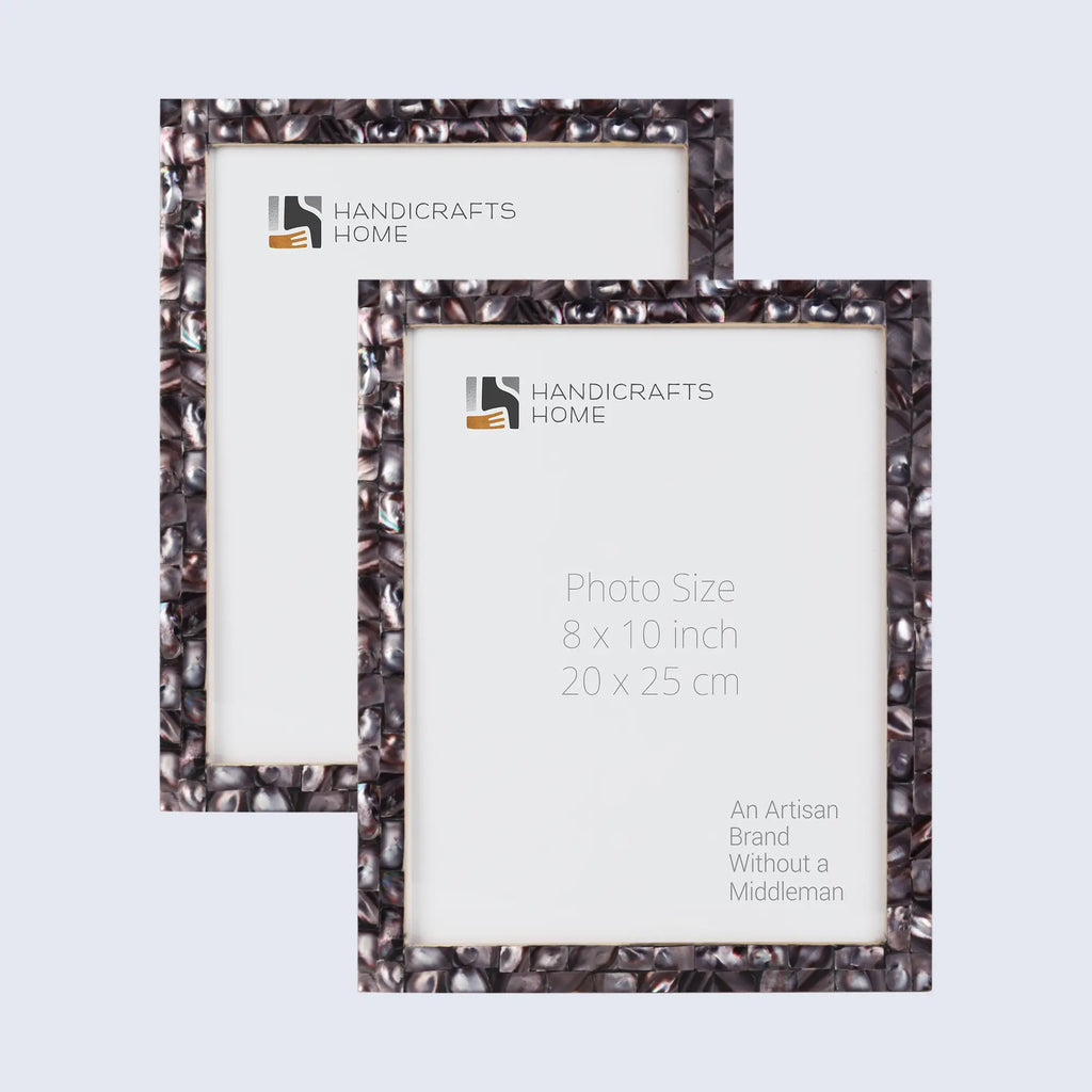 Picture Frame Mother of Pearl Collection Mother of Pearl Dark Grey Pack of 2 -3 sizes