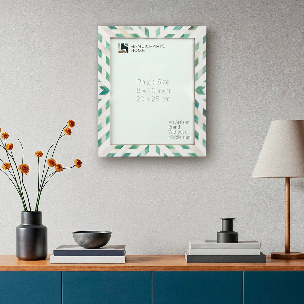 Picture Frame Hypno Nature Pattern Collection Bone Inlay Green White 4x6 5x7 8x10"