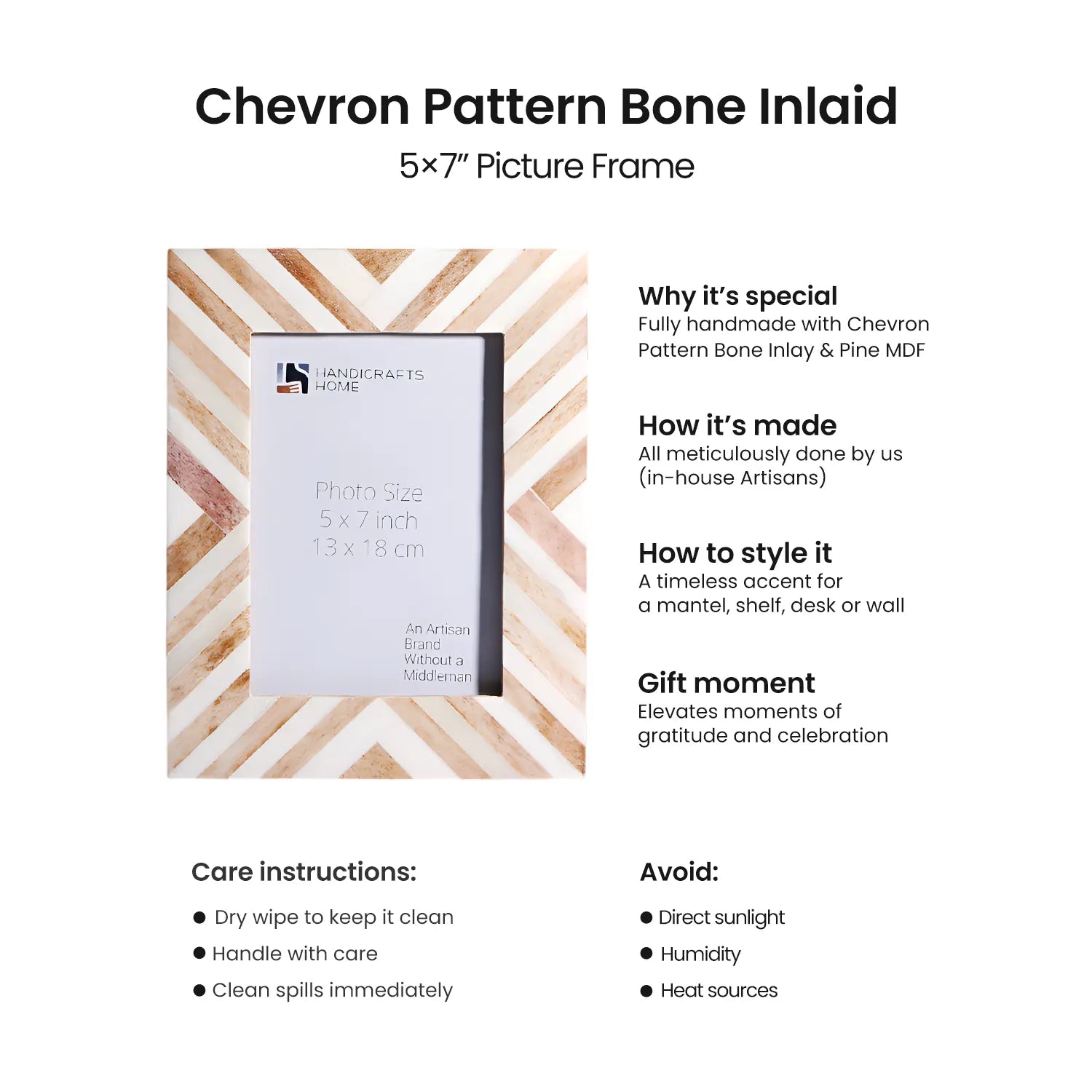 make to order handmade chevron brown pattern picture frames 4x6.5x7