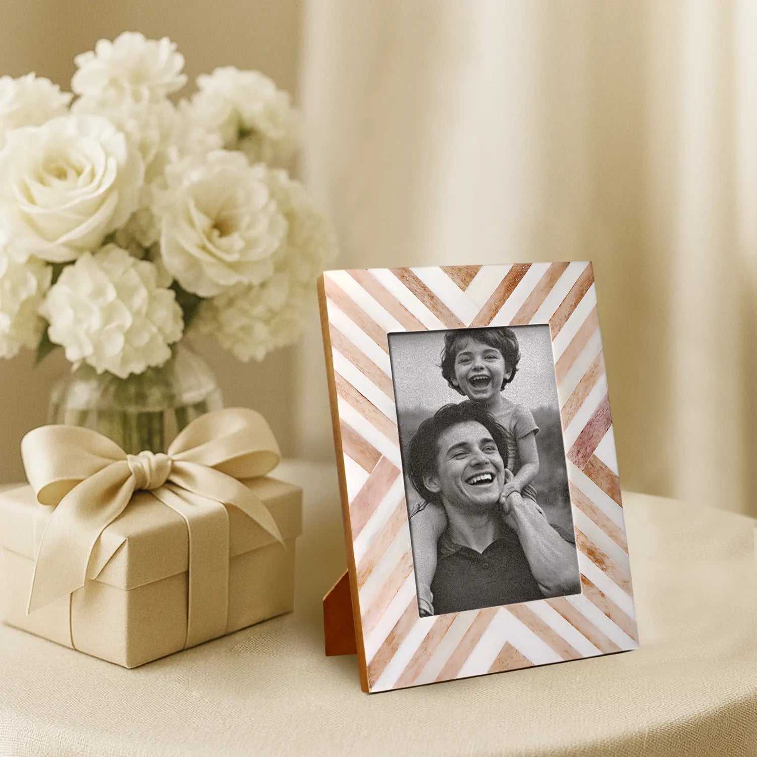 make to order handmade chevron brown pattern picture frames 4x6.5x7
