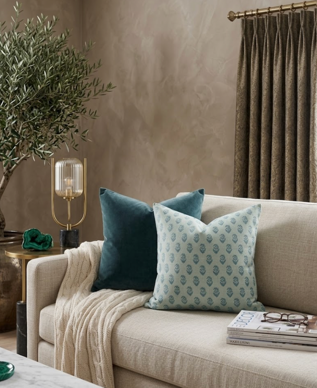 Rajmata Tonal Pillow Cover in Blue/Blue, Peter Dunham Textiles
