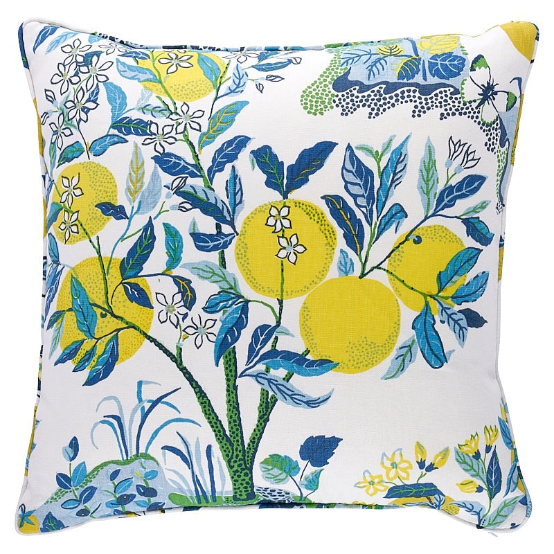 Outdoor Schumacher Citrus Garden Pillow Cover in Pool