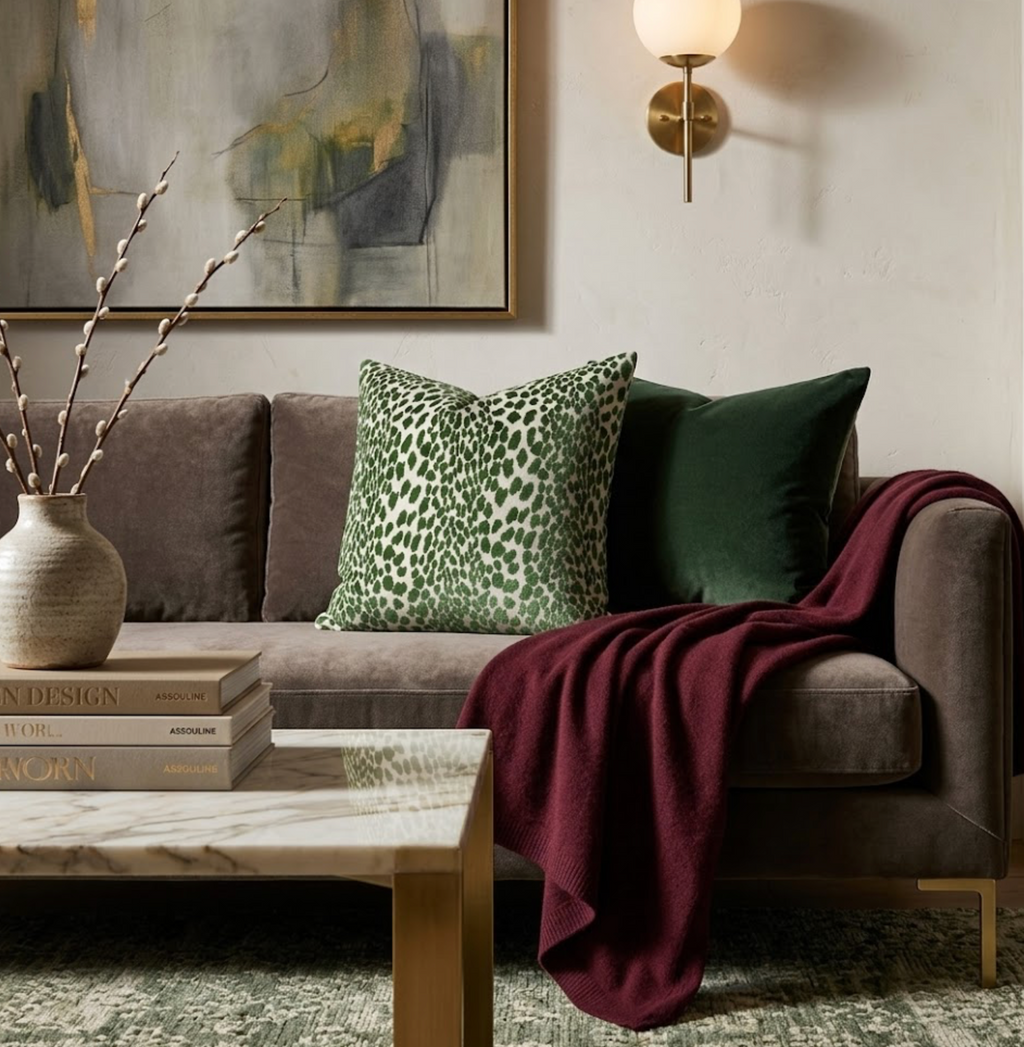 Spotted Velvet Pillow Cover in Emerald Green