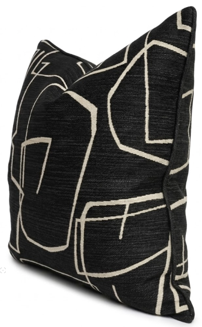 Abstract Pillow Cover in Black, Kravet Woven Textiles