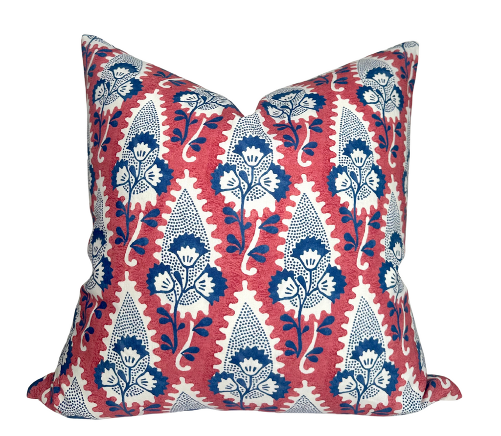 Cornwall Floral Pillow Cover in Red, Thibaut Pillows