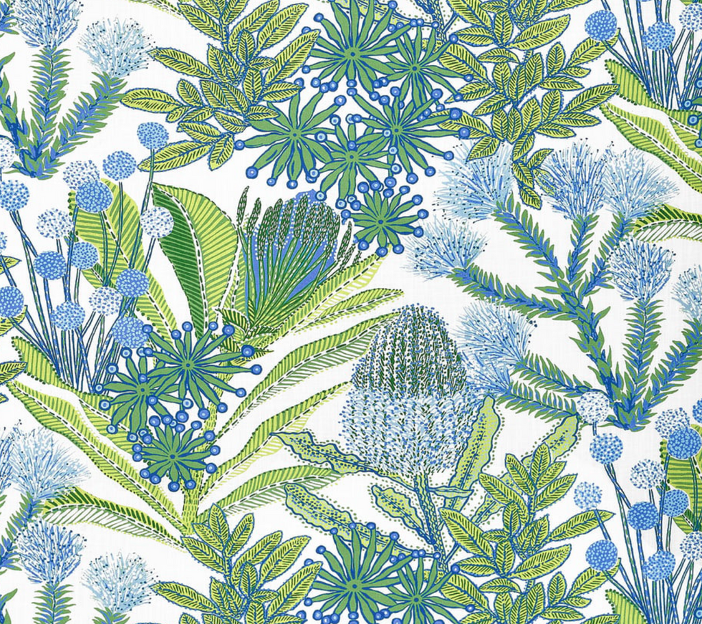 Protea Performance Pillow Cover in Blue + Green, Thibaut Pillows