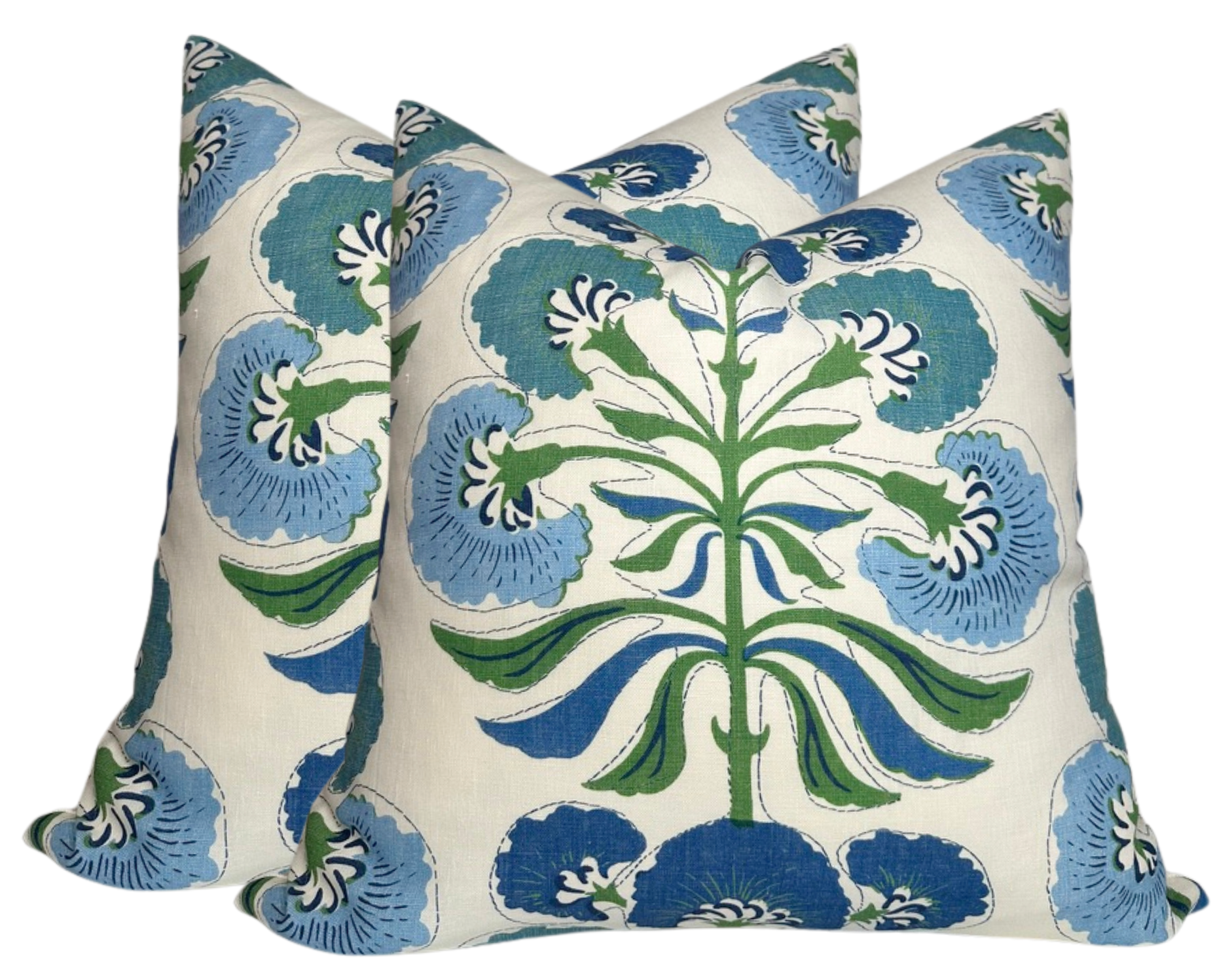 Tybee Tree Pillow Cover in Blue + Green, Thibaut Pillows