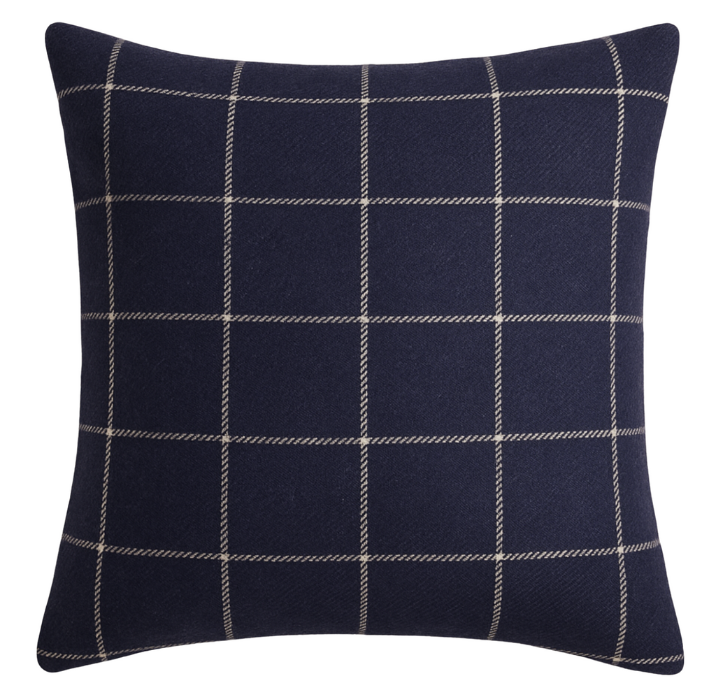 Bancroft Wool Pillow Cover in Navy Blue, Schumacher Textiles