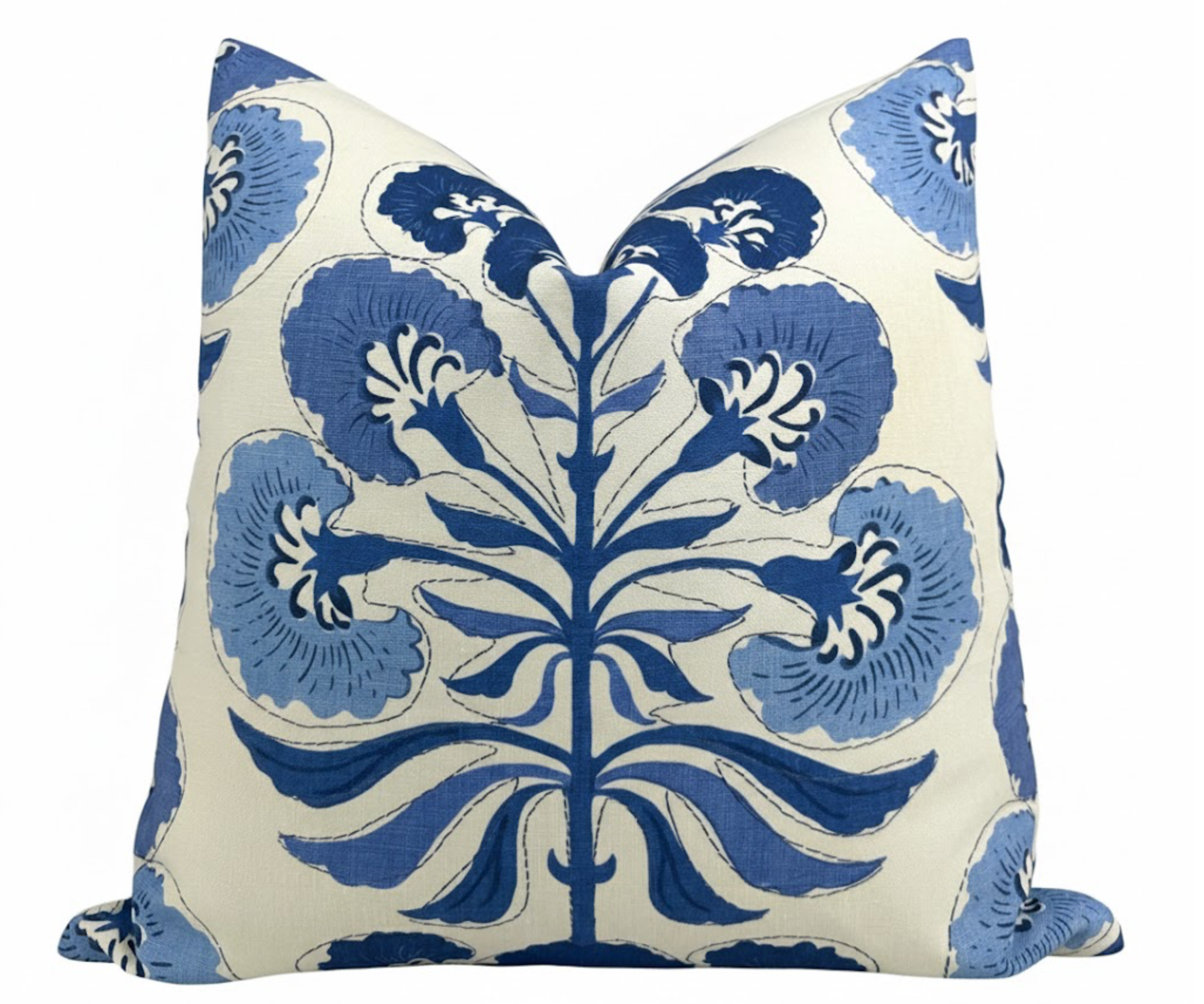 Tybee Tree Pillow Cover in Blue on White, Thibaut Pillows