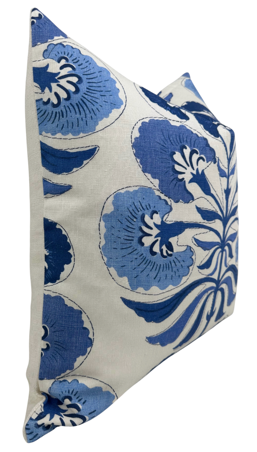 Tybee Tree Pillow Cover in Blue on White, Thibaut Pillows