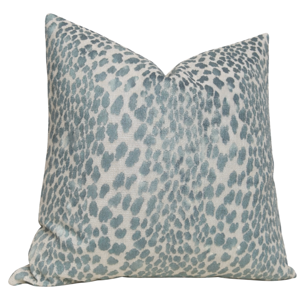 Spotted Velvet Pillow Cover in Marine