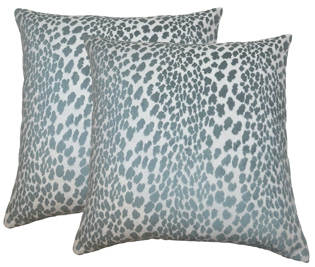 Spotted Velvet Pillow Cover in Marine