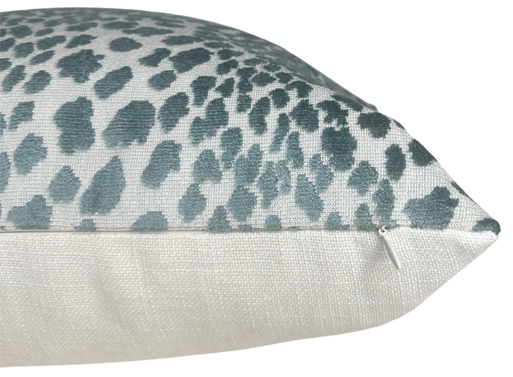 Spotted Velvet Pillow Cover in Marine