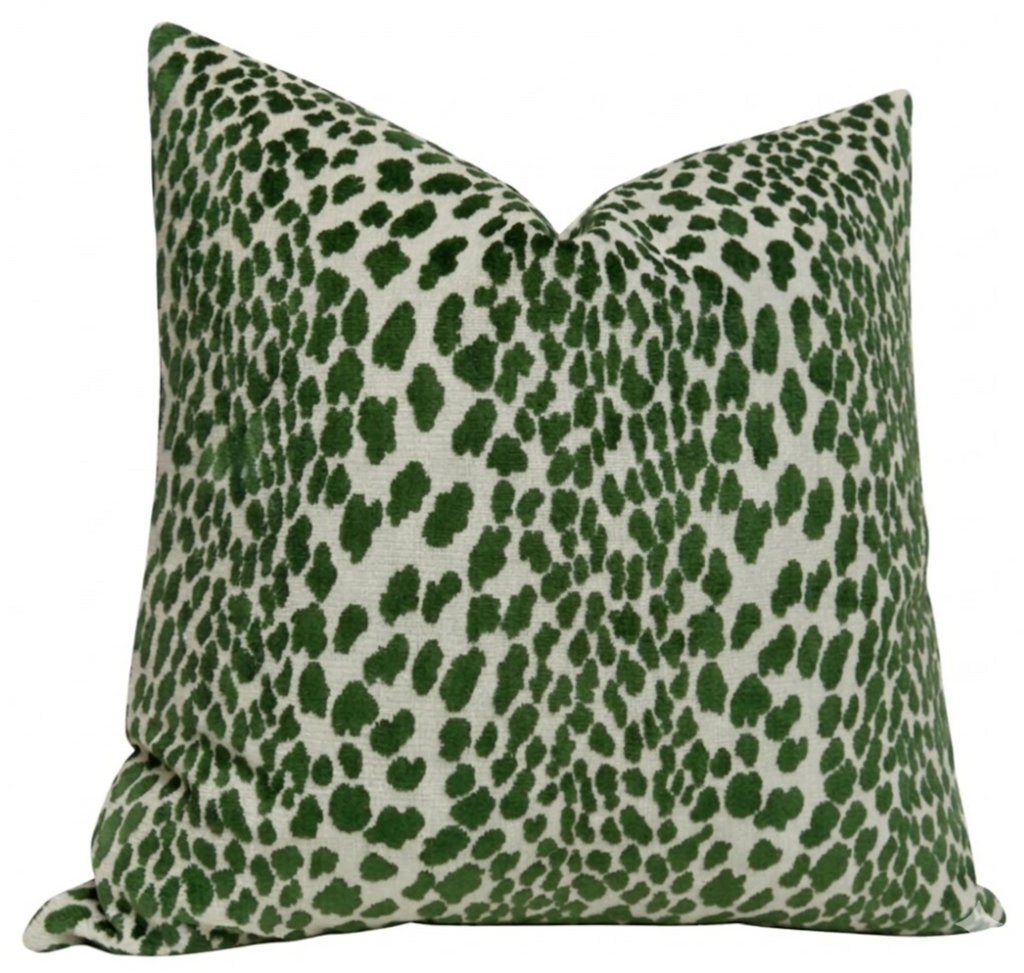 Spotted Velvet Pillow Cover in Emerald Green