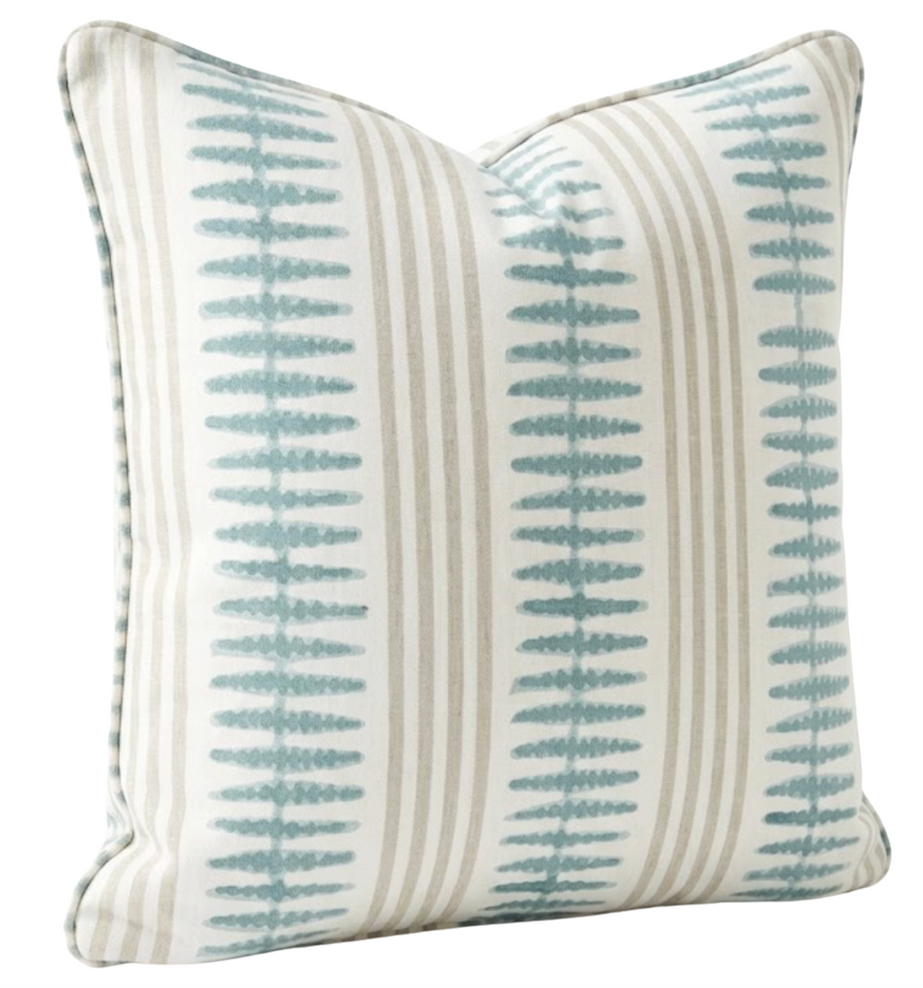 Indo Stripe Pillow Cover in Seaglass, Thibaut Pillows