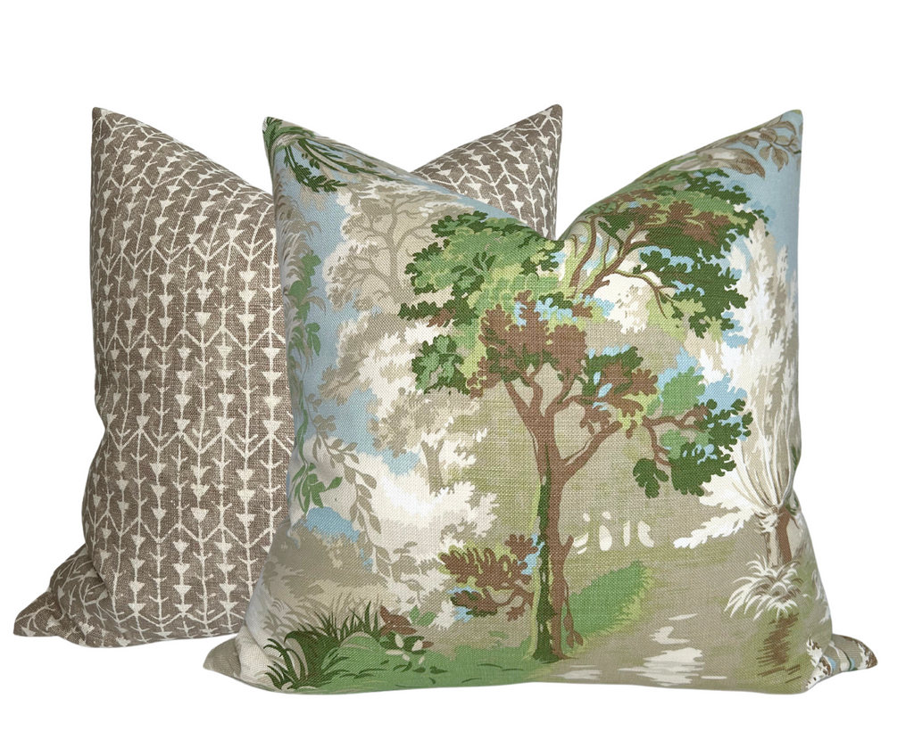 Lincoln Toile Pillow Cover in Green, Thibaut Pillows