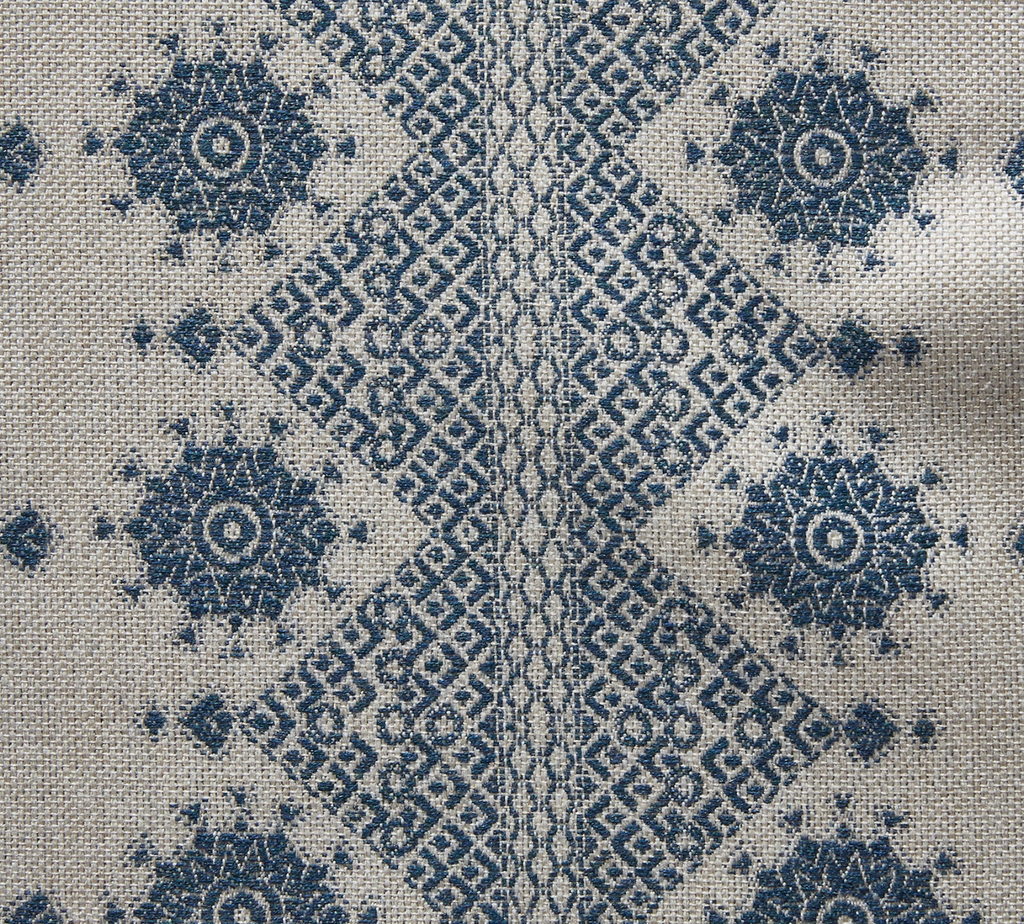 Carmania Pillow Cover in Indigo on Natural, Indoor Outdoor Pillows, Peter Dunham Textiles