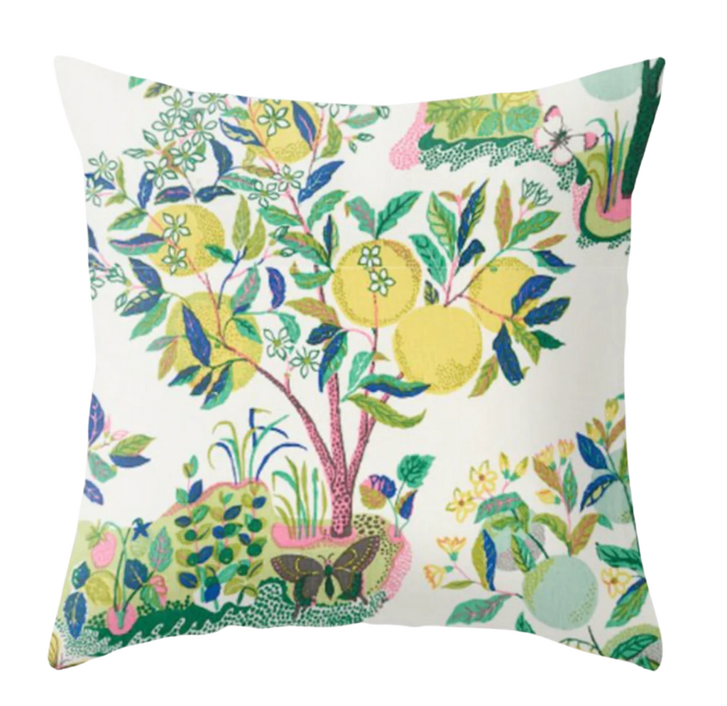 Citrus Garden Pillow Cover in Lime, Schumacher Textiles