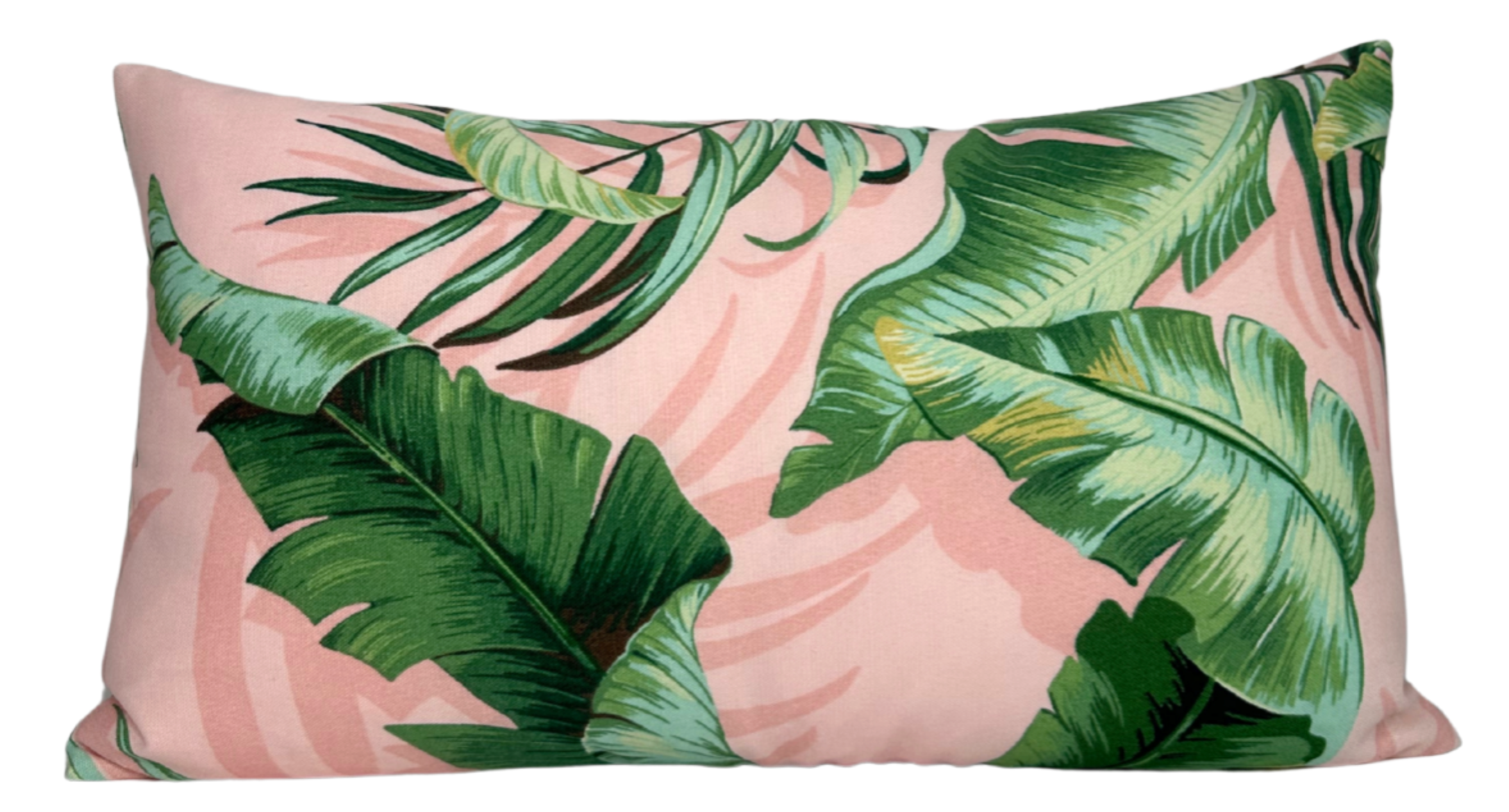 Palm Leaf Pillow Cover in Pink + Green