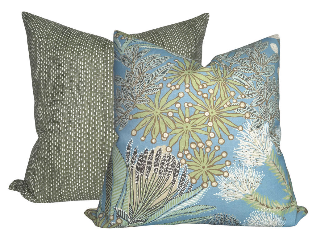 Protea Performance Pillow Cover in Spa Blue, Thibaut Pillows